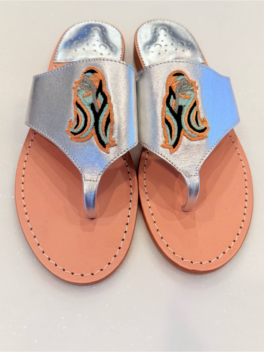 Jack Rogers Aries Metallic Leather Thong Sandals Siz 8.5 Limited Edition Sz 8.5